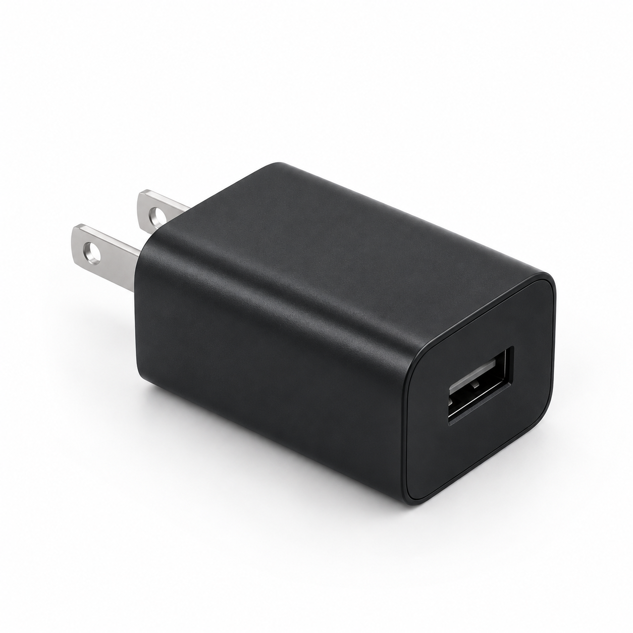 Black USB mains adapter