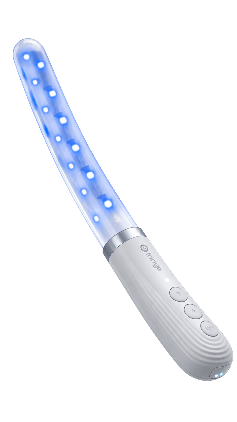 Pelvic Light Therapy Wand illuminated with blue light