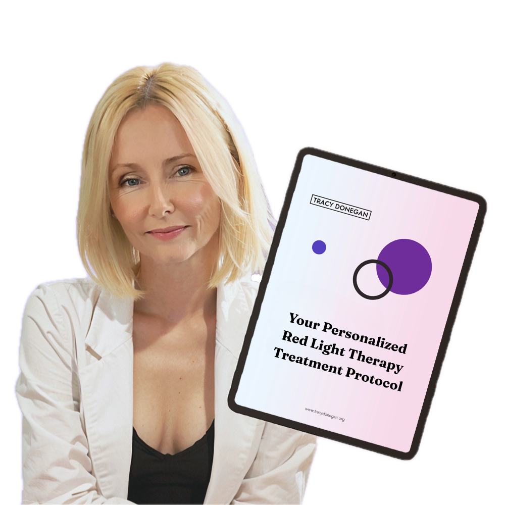 Tracy Donegan with a tablet displaying a personalized treatment protocol
